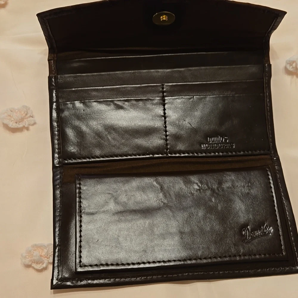 Danilos Of Honduras Brown Leather Green Cream Tan Tapestry Wallet New No Tags